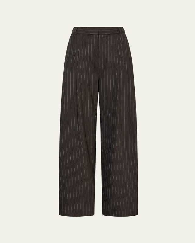 Pinstripe Wool Tapered Pants